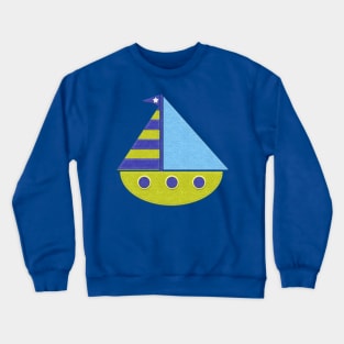 Cute Felt Look Sailboat Green and Blue Crewneck Sweatshirt